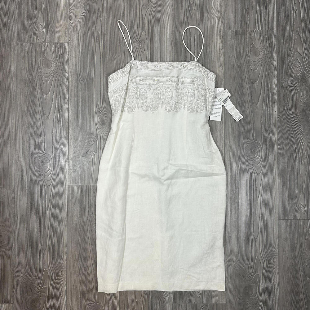Donna Morgan White Embroidered Linen Midi Dress - Wedding, Party, Summer Break